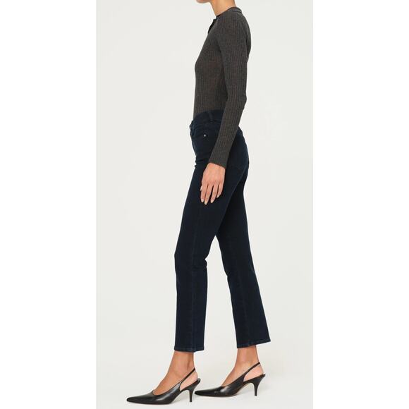 DL1961 Mara Straight Mid-Rise Instasculpt Dark Eclipse Split Hem Jeans Size 27 - Picture 2 of 10